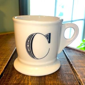 Anthropologie Monogram C Shaving Style pedestal Coffee Tea Mug